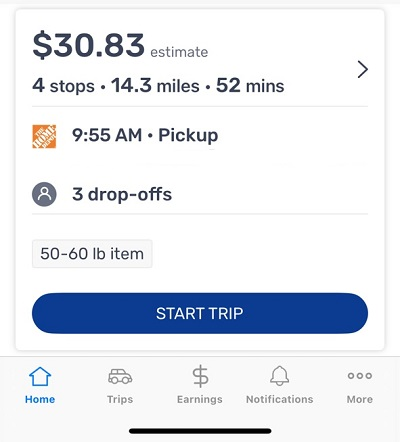 Example of Spark Home Depot Delivery