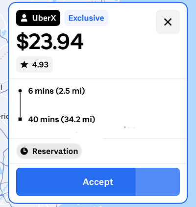 Example of Uber X Trip
