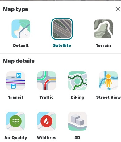 Google Maps Layers Options