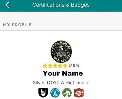 Roadie Badges On Driver Profile