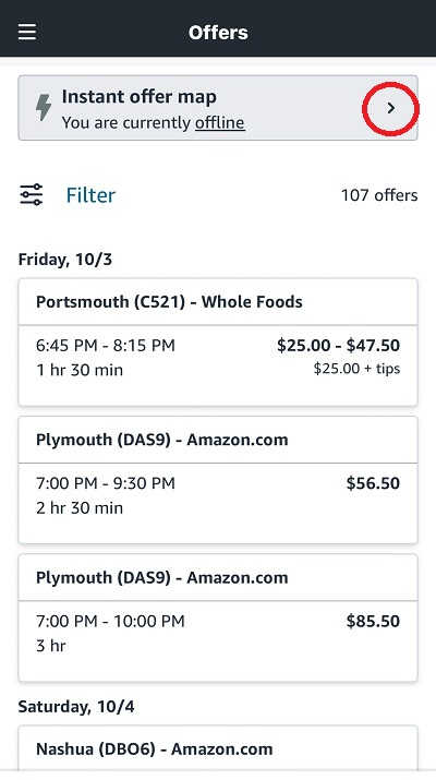 Amazon Flex Instant Offers
